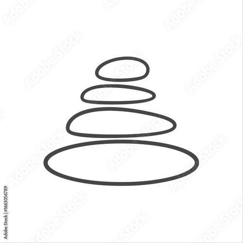 Vector icon of a cairn, a stack of balanced stones. Representing zen, stability, and mindfulness in a simple outline style