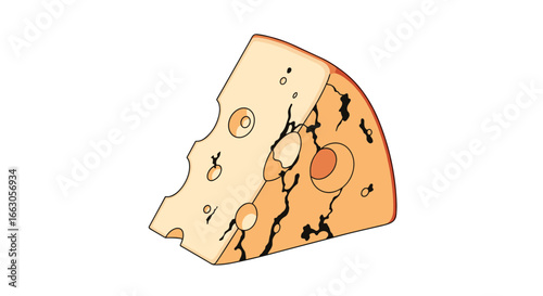 Delicious swiss cheese wedge isolated on white background with natural texture and holes