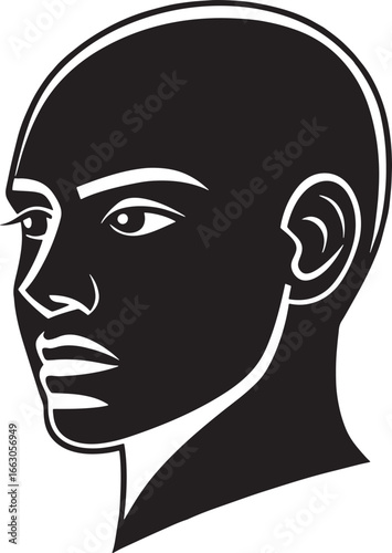 Minimalist Black and White Human Profile