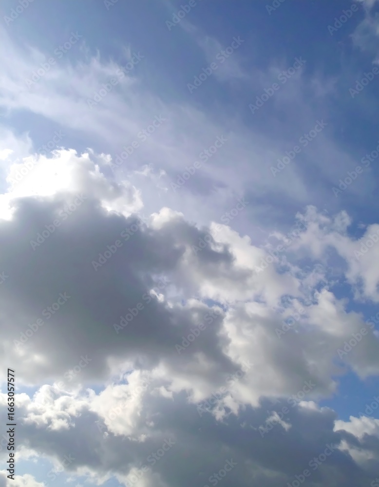 Fototapeta premium Fluffy clouds on a bright blue sky