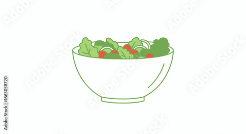 Bowl of fresh salad flat illustration celebrating world vegetarian day with healthy plant based diet awareness
