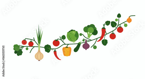 Vegetable garland illustration promoting plant based lifestyle on world vegetarian day awareness globally