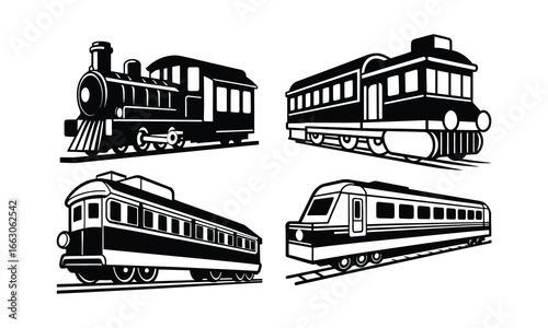 Train silhouette vector art bundle set