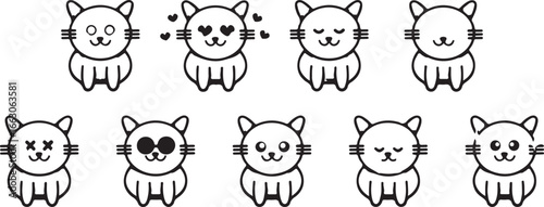 Cute Teddy Bear Vector Set – Cartoon, Kawaii, Smiling Animals, Adorable Friends, Funny Doodle Characters