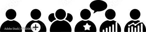 A group of diverse avatars standing together with a speech bubble and various symbols displayed