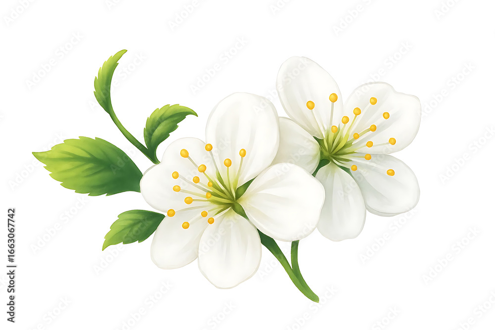 Fototapeta premium white flowers blossoms isolated on white background