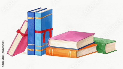 Tomes of Time pile of books isolated watercolor vector illustration svg