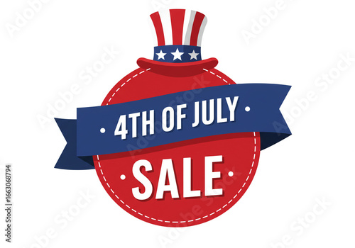 Patriotic fourth of july sale design with hat and ribbon for independence day celebration event offer