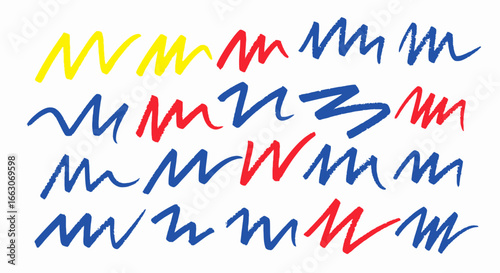 Vector Abstract Line Art SVG Illustration with Colorful Scribbles in Modern Flat Style