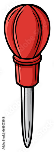 Simple Cartoon Red Turkey Baster Kitchen Utensil for Home Cooking and Culinary Use