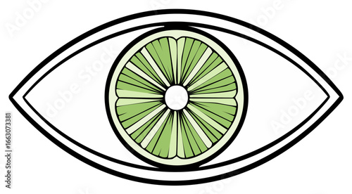 Lime slice replacing pupil in stylized eye illustration graphic design