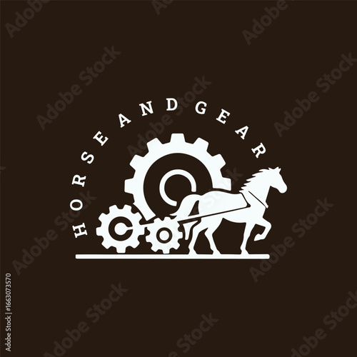 Horse gear logo in vintage design, emblem of speed and pride.