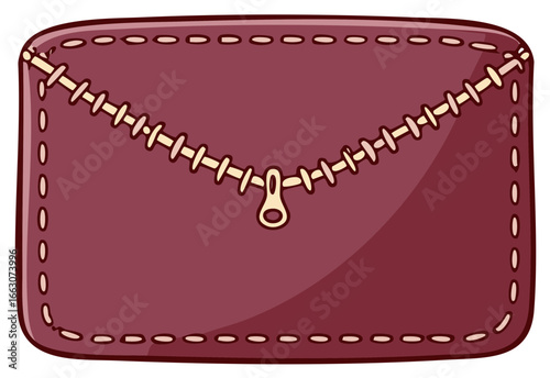 Cute maroon clutch bag with zipper accessory vector illustration