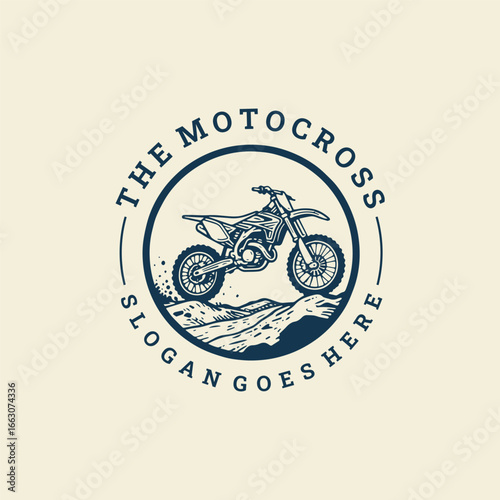 Vintage motorcross logo, timeless mark of power, grit, and adventure.