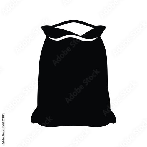 Black silhouette illustration of a large sack of grain or goods