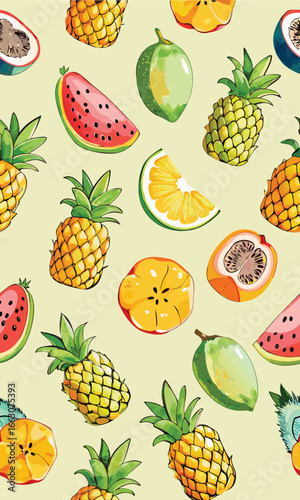Seamless pattern background with fruits