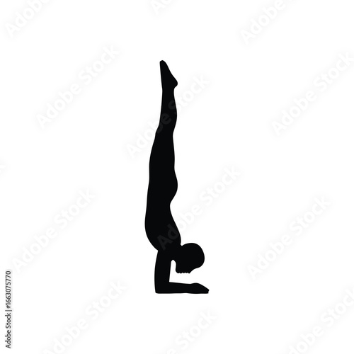 Forearm Stand (Pincha Mayurasana) Yoga Silhouette Vector – Advanced Inversion Balance Icon