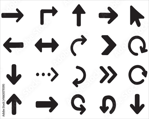 Arrow icons set with various directions and styles vector illustration