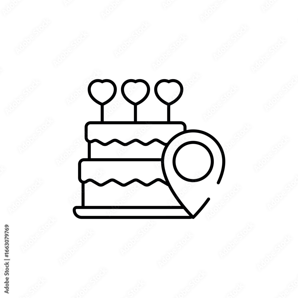 Birthday Party Location icon design with white background stock illustration Birthday Party Location icon design with white background stock illustration