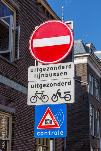 Delft, Netherlands - July 03, 2018: Traffic sign 
