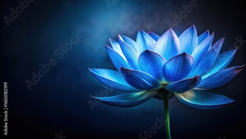 Blue lotus flower against dark background