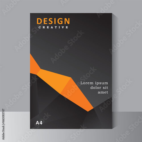 Book cover, brochure template vector design, Annual Report, Magazine, Poster, Corporate Presentation, Portfolio, Flyer, infographic, print ready black and orange colour, vector