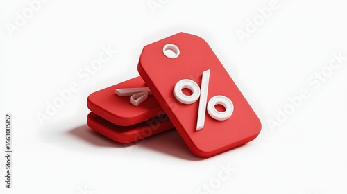 Red discount tags with percentage symbol