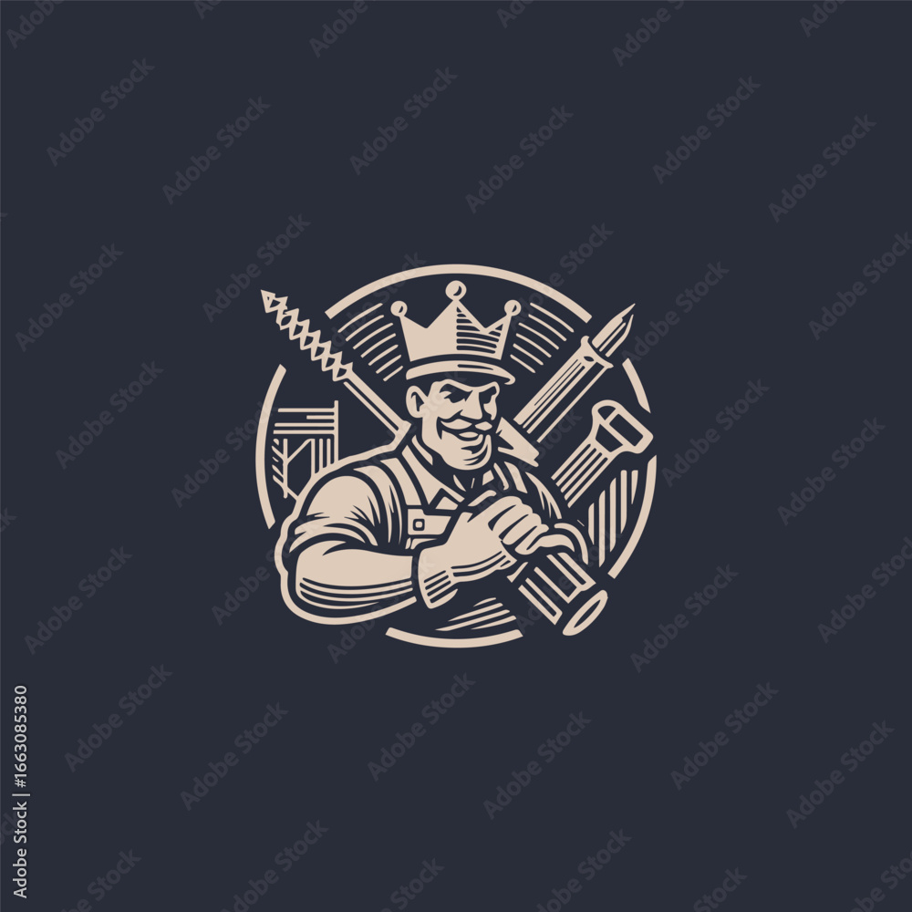 Fototapeta premium Contrcution logo vector hipster vintage icon illustration