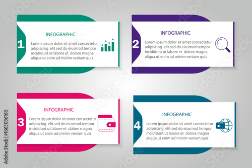 Steps infographic design | Business timeline process data visualization | 4 steps infographic template with icon