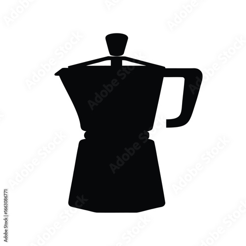 Stylish Black Silhouette of an Italian Stovetop Espresso Coffee Maker