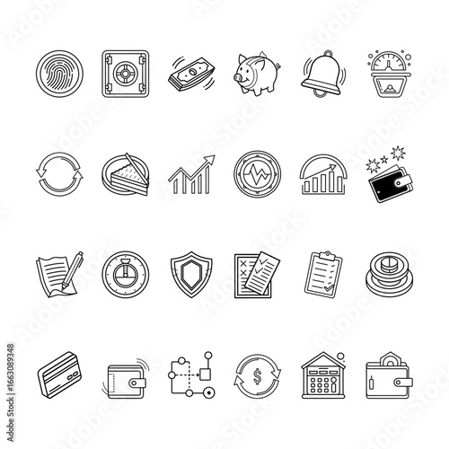 AI Generated Vector Set of Fintech Micro Animated Icons for Digital Banking, Cryptocurrency, Mobile Payments and Online Finance Concepts