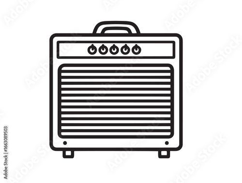 Modern Guitar Amplifier Graphic in Professional Vector Line Design