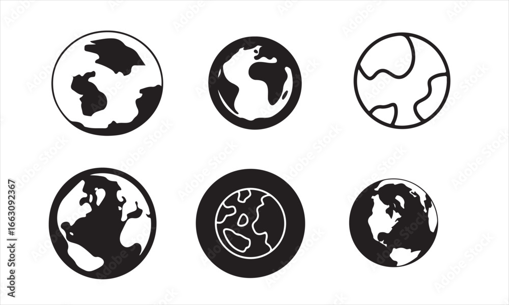 Obraz premium Collection of earth globe icons isolated on white background