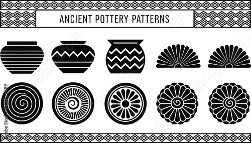 Collection of ancient pottery patterns and designs
