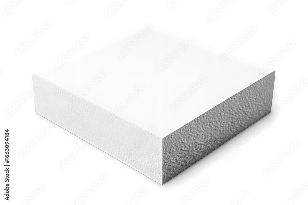 Fototapeta premium Stack of white printer paper sheets, isolated on transparent background, photorealistic stock PNG effect