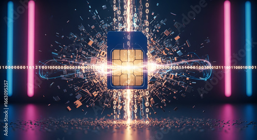 Plakat SIM Card Data Transfer: Digital Connectivity Concept