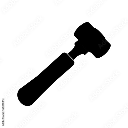 A simple graphic illustration of a solid black reflex hammer tool