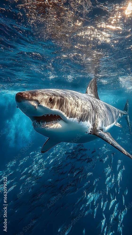 Fototapeta premium Great white shark underwater