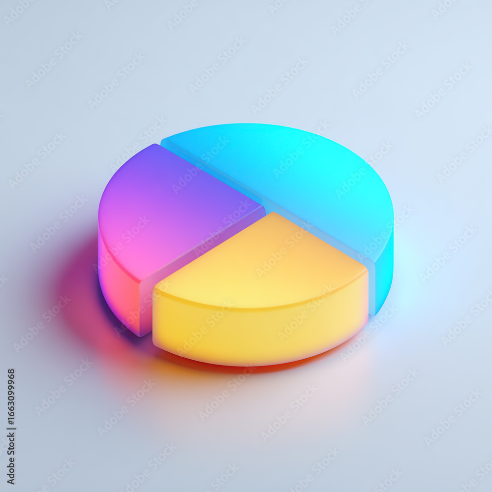 Fototapeta premium Isometric pie chart with four segments isolated on white background