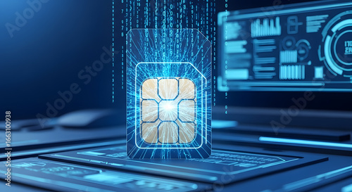 Wallpaper Mural Digital SIM Card Concept: Secure Connectivity & Data Flow Torontodigital.ca