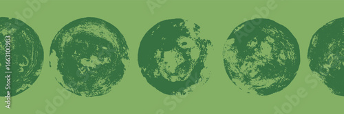 Vector border of hand-painted zucchini and melon stamps with rustic textures, seamless organic vegetable garland for eco design, packaging, and kitchen decor.