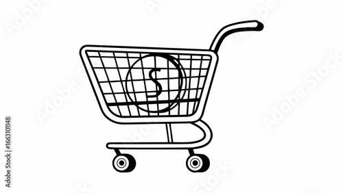 Shopping cart online store e commerce retail market basket purchase buy sale shop business dollar money cart