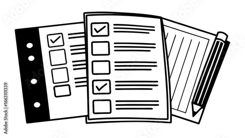 Checklist document paper form list task check survey form questionnaire pencil document checklist paper