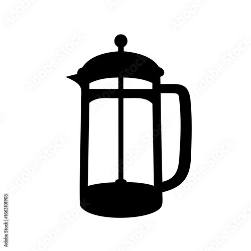 French press coffee maker silhouette for brewing rich flavorful coffee drinks