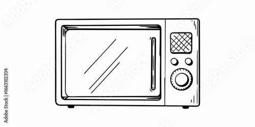 Illustration of a microwave oven appliance kitchen cooking food home electronic device for heating and warming