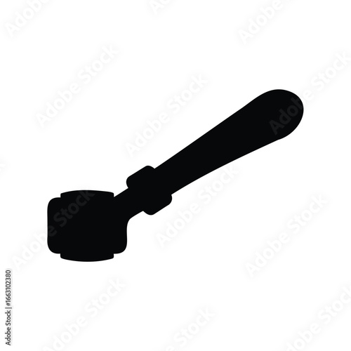 Black silhouette of a portafilter for espresso machine brewing process isolated