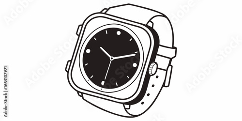 Black watch time wrist accessory clock fashion style timepiece modern luxury elegant hand analog design square