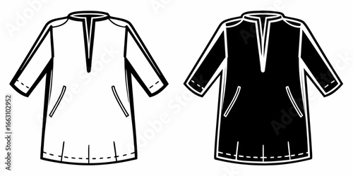 Illustrative garment tunic fashion style clothing apparel design vector template and fashion garment design style