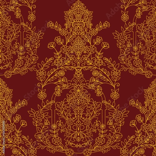 seamless damask  garden of gold 