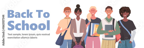 Back to school. Primary schoolkids. Education and science concept. Vector Not AI generated